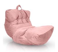 Aiire Fauteuil Pouf Salon Moderne - Pouffe Géant Interieur Adulte ou Ado avec Remplissage pour Décoration de la Chambre - Gros Bean Bag XXL ou Coussin de Sol en Velours Rose