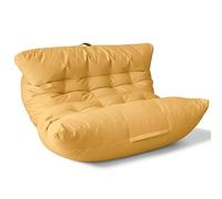Aiire Fauteuil Pouf Salon Moderne - Pouffe Géant XXL pour 2 Personnes avec Remplissage - Idéal pour Lecture, Gaming ou Détente - Bean Bag Lit Enfant et Canapé Adulte pour Chambre Jaune