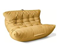 Aiire Fauteuil Pouf Salon Moderne - Pouffe Géant XXL pour 2 Personnes avec Remplissage - Idéal pour Lecture, Gaming ou Détente - Bean Bag Lit Enfant et Canapé Adulte pour Chambre Moutarde