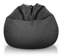 Aiire Pouf Chambre Ado Design - Pouffe Poire Salon Rond avec Remplissage Inclus pour Decoration de Chambre Adulte ou Enfant XXL - Bean Bag Chair Gros ou Coussin de Sol Geant Noir