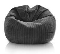 Aiire Pouf Chambre Ado XXL - 100x75 cm Pouffe Poire Salon Rond en Velours Côtelé avec Remplissage Inclus pour Adulte - Bean Bag Chair Geant ou Gros Coussin de Sol Beige