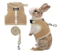 AIITLE Ensemble harnais et laisse respirants, sangles réglables et design de bande magique, gilet confortable pour chiots, chats, écureuils, rats, lapins, furets, promenade en plein air, kaki taille S