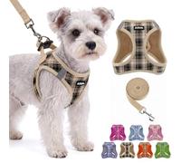 AIITLE Ensemble harnais pour petit chien avec laisse, beige, taille XS | Filet d'air respirant, design avec fermeture , facile à mettre et à enlever, réfléchissant, sans traction lors de la