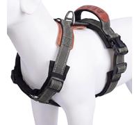 AIITLE Harnais Anti-Traction Réglable pour Chien, Gris M | Gilet en Nylon Réfléchissant Haute Résistance, Poignée Rembourrée Douce, Adapté aux Petits, Moyens et Grands Chiens