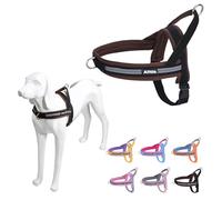 AIITLE Harnais pour Chien Anti-Traction avec poignée rembourrée Douce, Bande réfléchissante Anti-Fuite pour Ajuster Les Harnais pour Chiots, pour Chiens de très Petite Taille, Noir-Brun, XXS