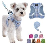 AIITLE Harnais Step-in pour chien avec laisse, gilet pour chiot Bleu Taille | Filet d'air respirant, design avec fermeture , facile à mettre et à enlever, réfléchissant, sans traction lors de la