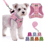 AIITLE Harnais Step-in pour chien avec laisse - Rose - Taille 3XS | Filet d'air respirant, design avec fermeture , facile à mettre et à enlever, réfléchissant, sans traction lors de la