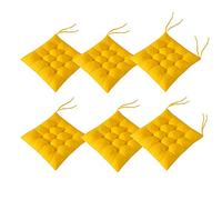 AIITLLYNA 6 Coussins de Chaise - Uni avec Sangles pour Un Maintien sûr Coussin pour Salon de Jardin 40x40cm pour Un Maintien sûr pour l'intérieur et l'extérieur (Jaune)