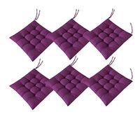 AIITLLYNA 6 Coussins de Chaise - Uni avec Sangles pour Un Maintien sûr Coussin pour Salon de Jardin 40x40cm pour Un Maintien sûr pour l'intérieur et l'extérieur (Violet foncé)