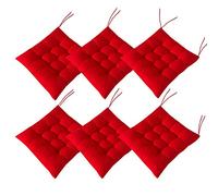 AIITLLYNA 6 Coussins de Chaise - Uni avec Sangles pour Un Maintien sûr Coussin pour Salon de Jardin 40x40cm pour Un Maintien sûr pour l'intérieur et l'extérieur (Rouge)