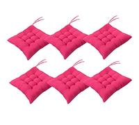 AIITLLYNA 6 Coussins de Chaise - Uni avec Sangles pour Un Maintien sûr Coussin pour Salon de Jardin 40x40cm pour Un Maintien sûr pour l'intérieur et l'extérieur (Rose Rouge)