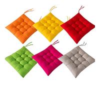AIITLLYNA 6 Coussins de Chaise - Uni avec Sangles pour Un Maintien sûr Coussin pour Salon de Jardin 40x40cm pour Un Maintien sûr pour l'intérieur et l'extérieur (Combinaison de Couleurs A)