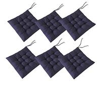 AIITLLYNA 6 Coussins de Chaise - Uni avec Sangles pour Un Maintien sûr Coussin pour Salon de Jardin 40x40cm pour Un Maintien sûr pour l'intérieur et l'extérieur (Marine)