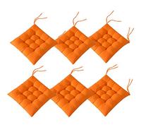AIITLLYNA 6 Coussins de Chaise - Uni avec Sangles pour Un Maintien sûr Coussin pour Salon de Jardin 40x40cm pour Un Maintien sûr pour l'intérieur et l'extérieur (Orange)