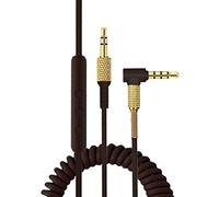 Aiivioll Câble audio compatible avec les casques Marshall Major 1/2/3/Monitor, 1,3 m de câble audio stéréo enroulé avec micro et contrôle du volume à distance (Marron)
