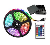 aijiaer Bande lumineuse LED 5050 à piles, 2 m, bande lumineuse étanche, flexible, changement de couleurs, RVB, 60 LED, 5 V, avec télécommande RF