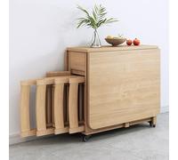 AIJILI Ensemble de Table à Manger Pliante, Table à Manger Extensible en Bois avec 4 chaises, Table Basse Pliante et Table à Manger, Table à abattant for Cuisine, Salle à Manger, Salon, Restaurant