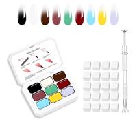 AIJIMEI Gradient Painting Gel 9 Colors Ombre Nail Polish With 100PCS Nail Sponges High Color Rendering And Quick Drying Easily Creates Various Gel Paint For French Manicure DIY (A7)