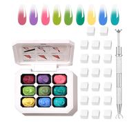 AIJIMEI Macaron Color Gradient Nail Polish 9 Colors Fresh Combination With High Color Rendering And Quick Drying, Suitable For Ombre Nail Polish Creative Design（A4)