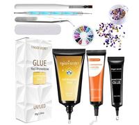 AIJIMEI Nail Rhinestone Gel Set Gel Rhinestone Glue High Viscosity, Quick Drying Firm And Long-Last Jewelry Inlay Essential For Beginner DIY At Home (Set 1)