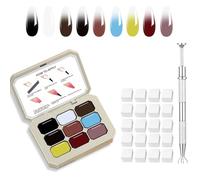 AIJIMEI Professional Gradient Painting Gel,9 Colors Set Ombre Gel Nail Polish,Ombre Pigment Palette for Nail with 100PCS Nail Sponges & Grabbing Pen for Gel Nail Art in Salon or Home Use(A8)