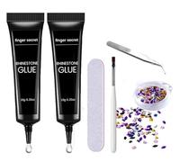 AIJIMEI Rhinestones Glue for Nails Kit High Adhesion Hose Rhinestone Gel with Nail Brush and Tweezers,Quick Drying and Long-Lasting for Home DIY and Salon Use(2*10g/0.35oz)(Set 4)