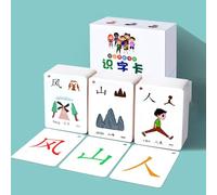 AIJUSSS Cartes mémoire de caractères Chinois, Aide à l'apprentissage du Chinois, Carte d'alphabétisation Chinoise, Illustrations de Pinyin et d'AVC pour Les débutants en Apprentissage du Chinois