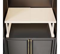 AIJUSSS Réglable Garde-Robe Étagère De Rangement Rack Séparateur Armoire Bibliothèque Placard Diviseur Organisateur pour Cuisine Salle De(White,L50-85cm*W35cm*H35-50cm)