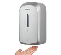 AIKE Distributeur de Savon Automatique 1000 ML， Design Anti-Vandalisme Zones Publiques, Mural Commerciale, Argent AK1226S