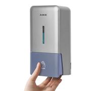 AIKE Distributeur de Savon Liquide Manuel Mural, sans Perçage, 800 ML pour Usage Public, AK1006 (Argenté)