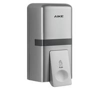 AIKE Distributeur de Savon Mural sans Perçage, 800 ML Manuel en Plastique, Liquide pour Usage Public AK1008 (Argent)