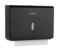 AIKE Distributeur Papier Essuie Main Usage Commercial, 200+ Feuilles pour Z-Plis & Serviettes Multifold 25.4x7.8 cm, Distributeur de Serviettes en Papier AK5102, Noir