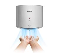 AIKE Sèche-Mains 10 Secondes pour sécher, Sèche-Mains électrique à économie d'énergie Automatique à Grande Vitesse, Sèche-Mains Commercial pour Salle de Bain et Toilettes AK2630S 1400W Argent