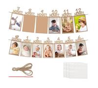 Aikeis Bannière photo, guirlande de photos, décoration d'anniversaire, décoration murale, pour fille et garçon, décoration de fête, convient pour 1 à 12 mois d'anniversaire