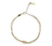 Aikeis Bracelet avec nœud d'amour plaqué or 18 carats - Chaîne serpent exquise - Bracelet infini réglable - Bijoux en or - Cadeau pour femmes et couples