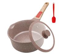 AIKENBBKK Casserole en Céramique 20 cm avec Couvercle, 2.5L Revêtement Anti-adhésif en Céramique Casserole avec Poignée Amovible, Convient pour Tous les Types de Feux, Sans PTFE et PFOA- Marron