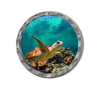 AIKENR 3D Turtle Wall Decal, 27,9 cm x 27,9 cm 3D sous-marin, tortues de mer, hublot vitrine