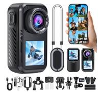 AIKER Caméra Sport 4k 60fps,Version Améliorée Camera Action WiFi 130°,Double Écran Camera Moto Étanche Jusqu'À 30m avec Stabilisation,Qualité d'image Ultra HD avec Accessoires Multifonctions