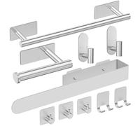 AIKER Porte Serviette Salle De Bain,10PCS Rectangle Accessoires De Salle De Bain en Acier Inoxydable 304 épaissi De Haute Qualité,Perçage Ou Pose Autocollante Adapté pour Salle De Bain/Cuisine