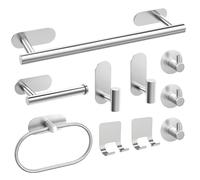 AIKER Porte Serviette Salle De Bain,10PCS Version Complète Accessoires De Salle De Bain en Acier Inoxydable 304 épaissi De, sans Percage Porte Serviette Adhesif Convient pour Salle De Bain/Cuisine