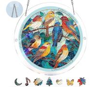 Aikimfuly Puzzle en acrylique Attrape-soleil en verre teinté de mer Cadeau à suspendre pour maman et femme (paradis de plumes lumineuses, 3-L (22,6 x 22,6 cm)