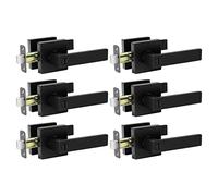 AIKKIL Lot de 6 leviers de porte intérieure sans clé noirs mats - Serrure de porte d'intimité robuste pour chambre à coucher ou salle de bain - Serrure de porte réversible pour portes gauches et