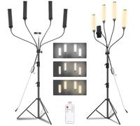 AiknowFoto Lampe Cills à Quatre Bras, Lampe Maquillage, Eclairage de Studio avec Trépied et Support de Téléphone, pour Maquillage, Cils, Sourcils, Tatouage, Manucures, Flux, Photographie de Produits