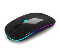 AIKOKOK Souris Bluetooth sans fil rechargeable pour ordinateur portable LED BT5.2 ou USB 2,4 G Connexion double mode silencieuse pour ordinateur portable/iPad tablette/Apple MacBook/PC (noir perle)