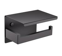 Aikzik Porte-rouleau de papier toilette sans perçage - Autocollant - En acier inoxydable - Pour cuisine et salle de bain - Noir