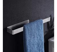 Aikzik Porte-Serviettes sans perçage - Barre Porte-Serviettes à Coller pour Salle de Bain et Cuisine - Argent (Acier Inoxydable 304 brossé)