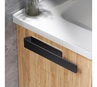 Aikzik Porte-Serviettes sans Percer Aluminium Autocollant Etagère Murale Porte-Serviettes Salle de Bain Montage Mural pour Salle de Bain (Lot de 2, Noir)