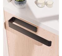 Aikzik Porte-Serviettes sans Percer Aluminium Autocollant Etagère Murale Porte-Serviettes Salle de Bain Montage Mural pour Salle de Bain (Noir) (1, Noir, 32L×5B×4,5H)