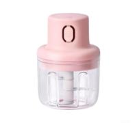 Ail Robot de cuisine sans fil rechargeable avec 250 ml | Bol, mélangeur en acier, ail, oignons, piment, noix et aliments pour bébés, rose
