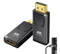 Ailah 2pcs Adaptateur DisplayPort vers HDMI - 4K@60Hz, Aluminium, Connecteurs Plaqués Or, DP Mâle vers HDMI Femelle, Câblage Tout Cuivre, Plug & Play, Adaptateur HDMI DisplayPort pour PC Moniteur TV